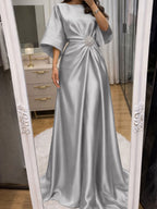 Noelle Celine Silver front view mother of the bride dress