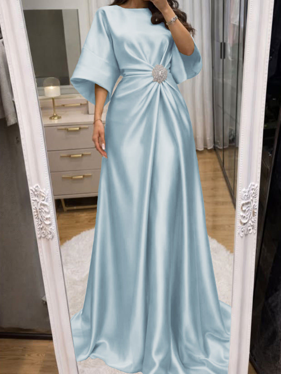 Noelle Celine Sky Blue front view mother of the bride dress
