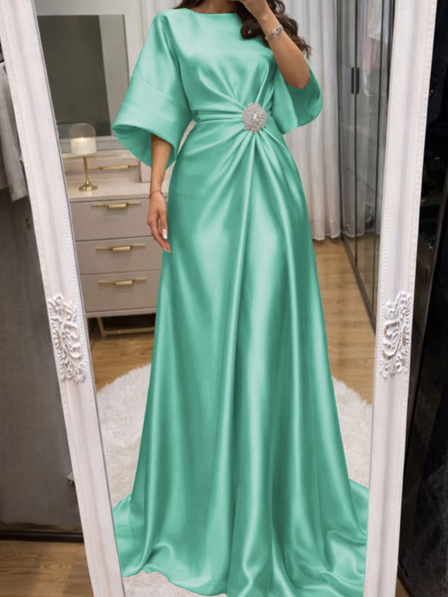 Noelle Celine Pool Blue back view mother of the bride dress