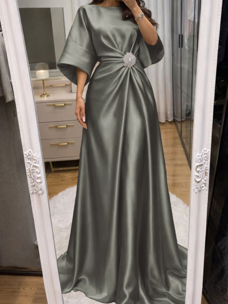 Noelle Celine Steel Grey front view mother of the bride dress