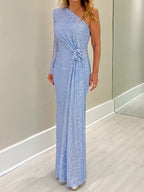 Bernadette Solene Lavender front view mother of the bride dress