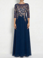 Valencia Rose Navy Blue front view mother of the bride dress