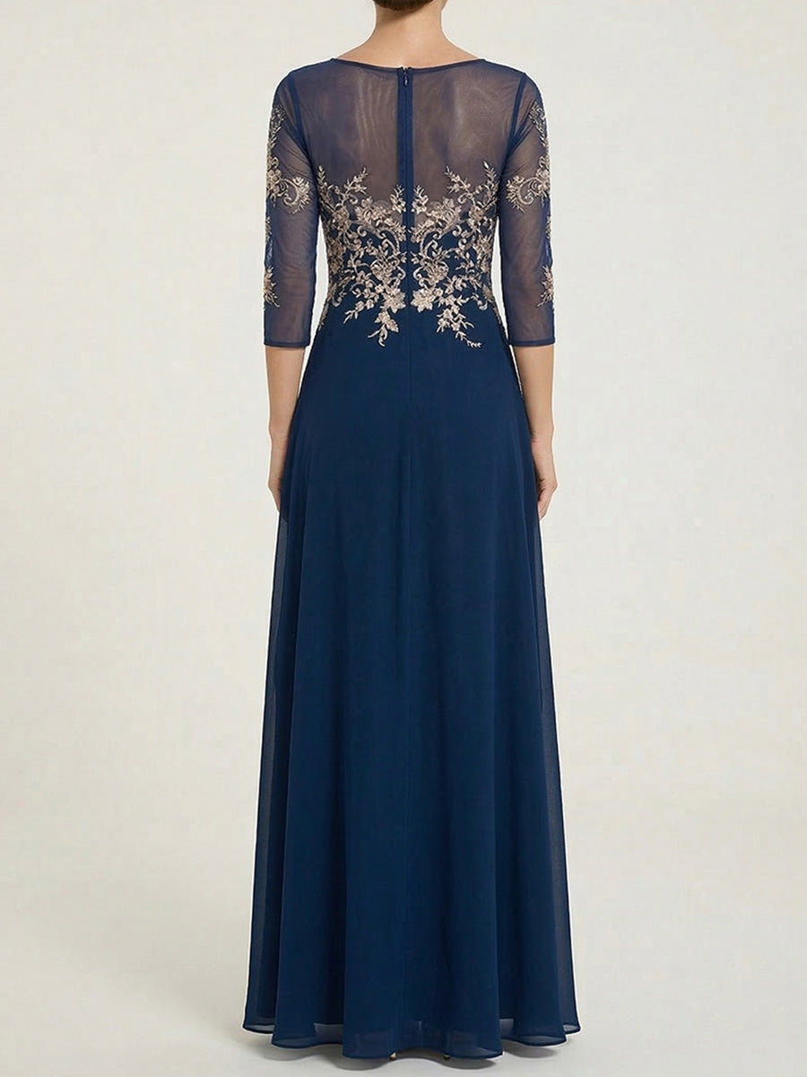 Valencia Rose Navy Blue back view mother of the bride dress