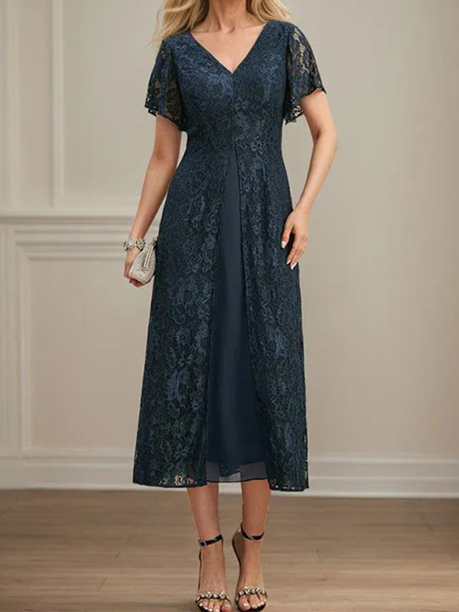 Juliette Maeve Cabernet side view mother of the bride dress