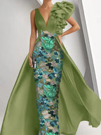 Honora Camille Sage Green front view mother of the bride dress