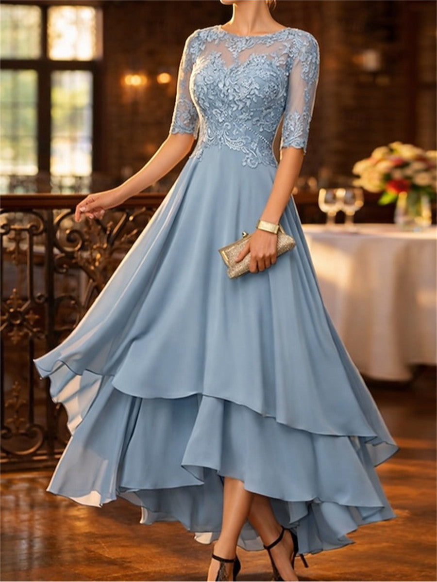 Octavia Fleur Sky Blue front view mother of the bride dress