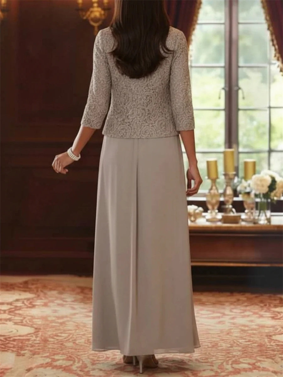 Giselle Aurelia Taupe back view mother of the bride dress