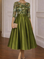 Francesca Noor Olive Green front view mother of the bride dress