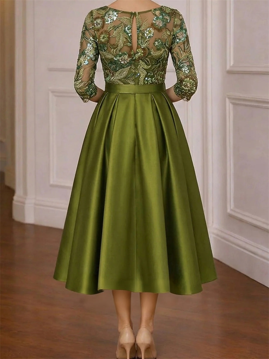 Francesca Noor Olive Green back view mother of the bride dress