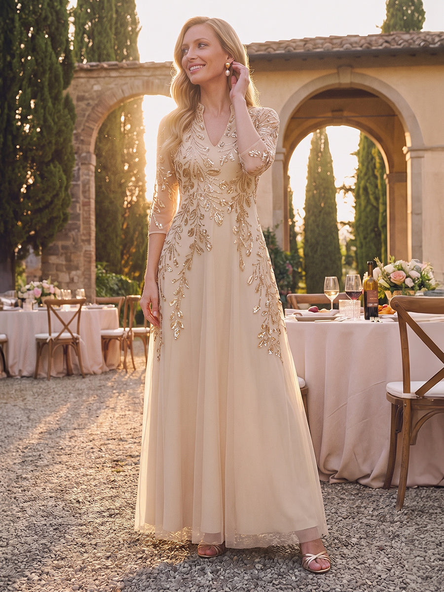 Isadora Quinn Peach front view mother of the bride dress