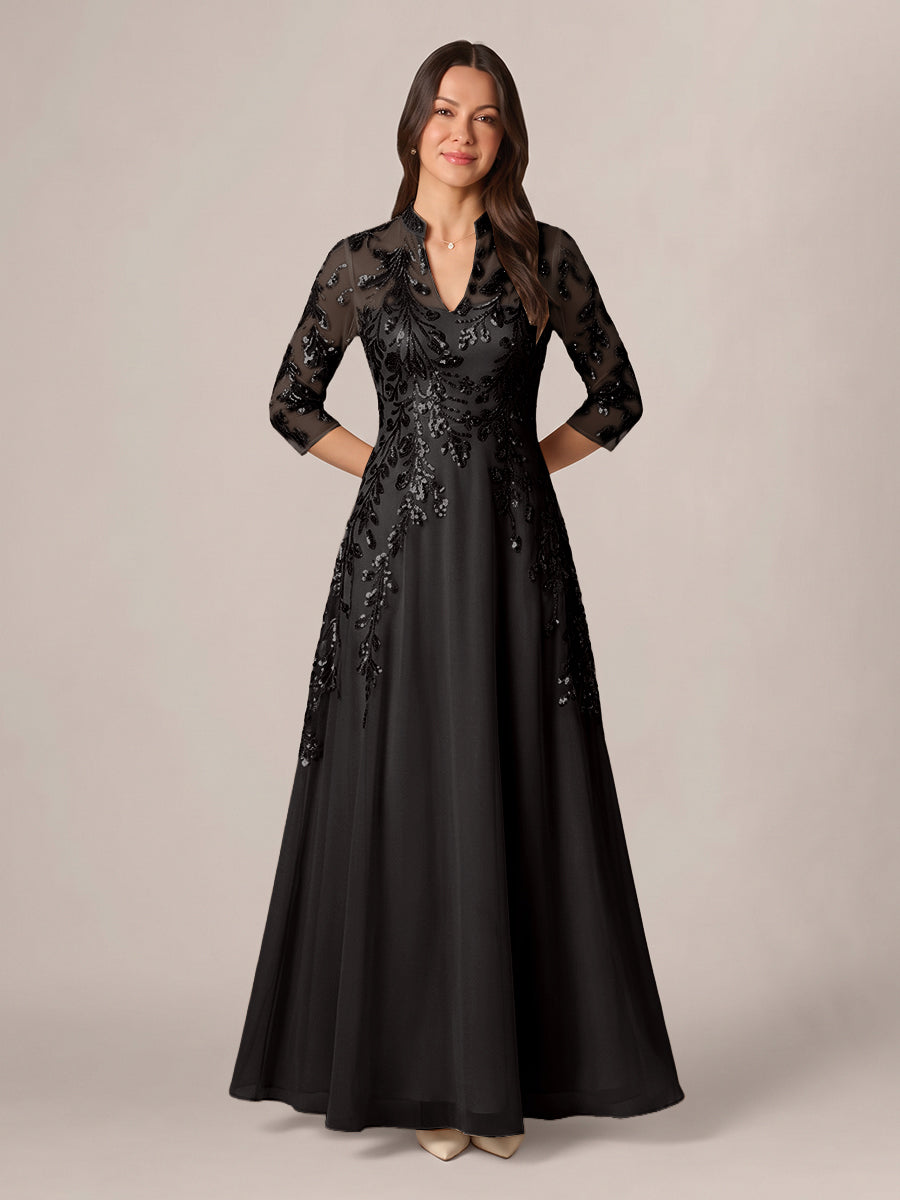 Isadora Quinn Black front view mother of the bride dress