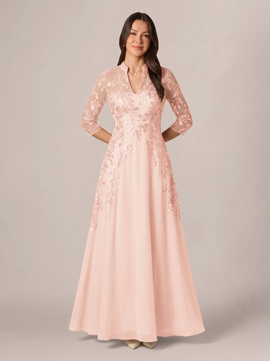 Isadora Quinn Blush front view mother of the bride dress