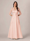 Isadora Quinn Blush front view mother of the bride dress