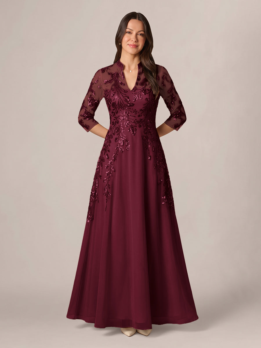 Isadora Quinn Burgundy front view mother of the bride dress