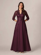 Isadora Quinn Cabernet front view mother of the bride dress