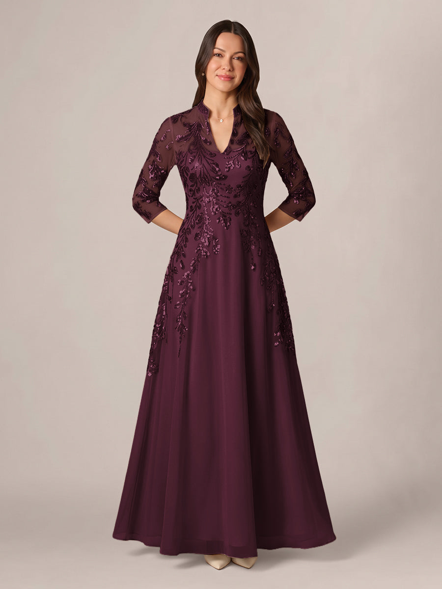 Isadora Quinn Cabernet front view mother of the bride dress