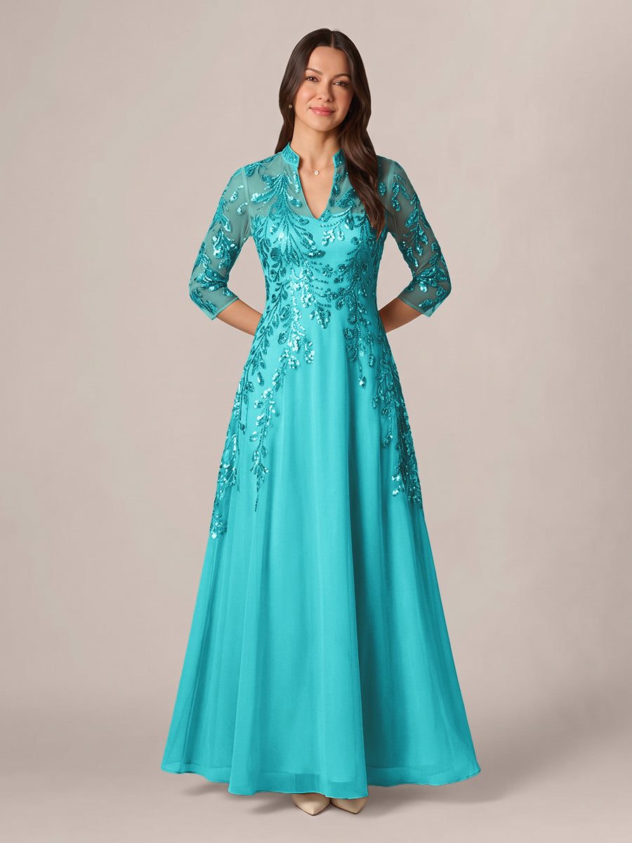 Isadora Quinn Turquoise front view mother of the bride dress