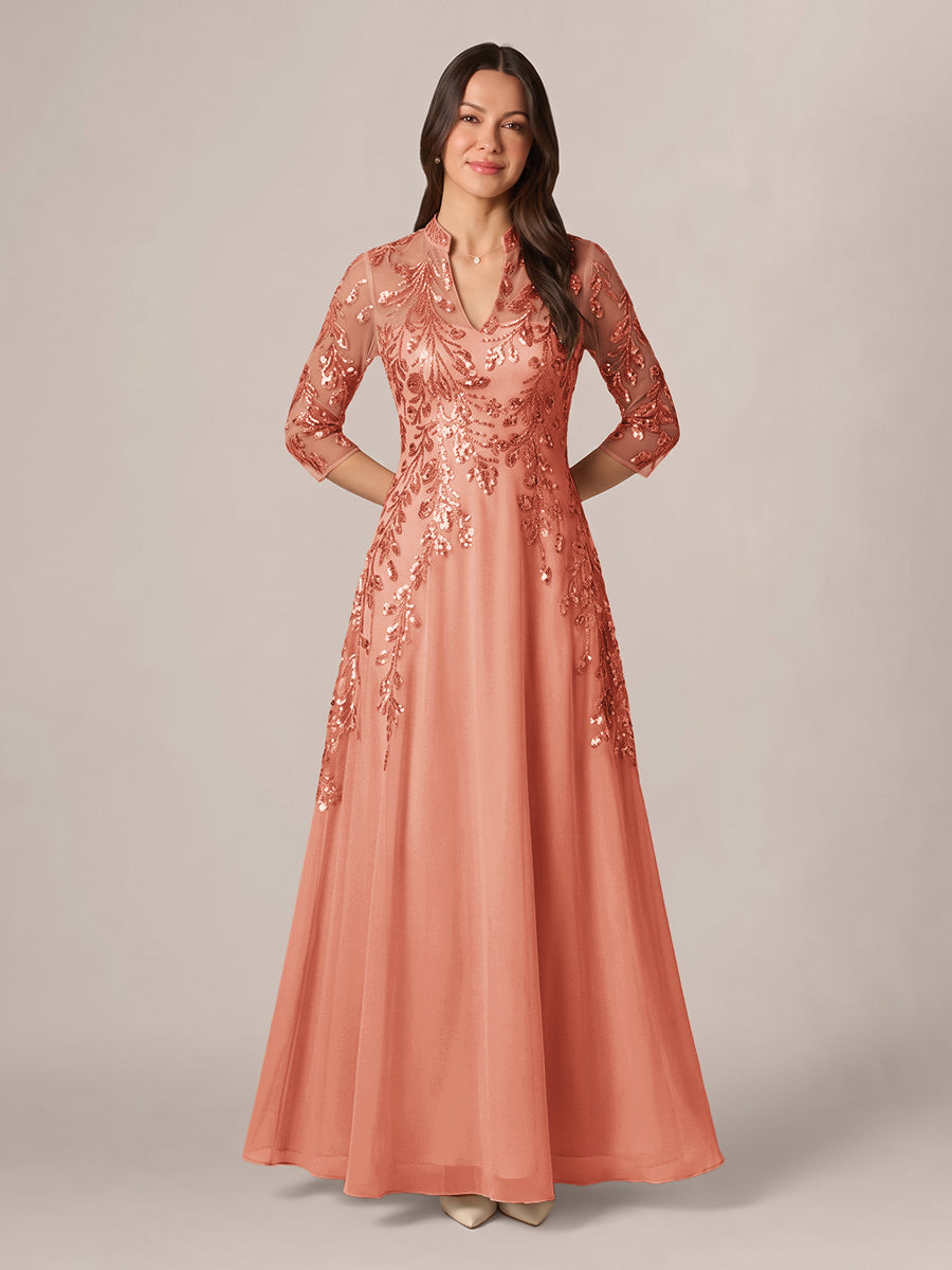 Isadora Quinn Coral back view mother of the bride dress