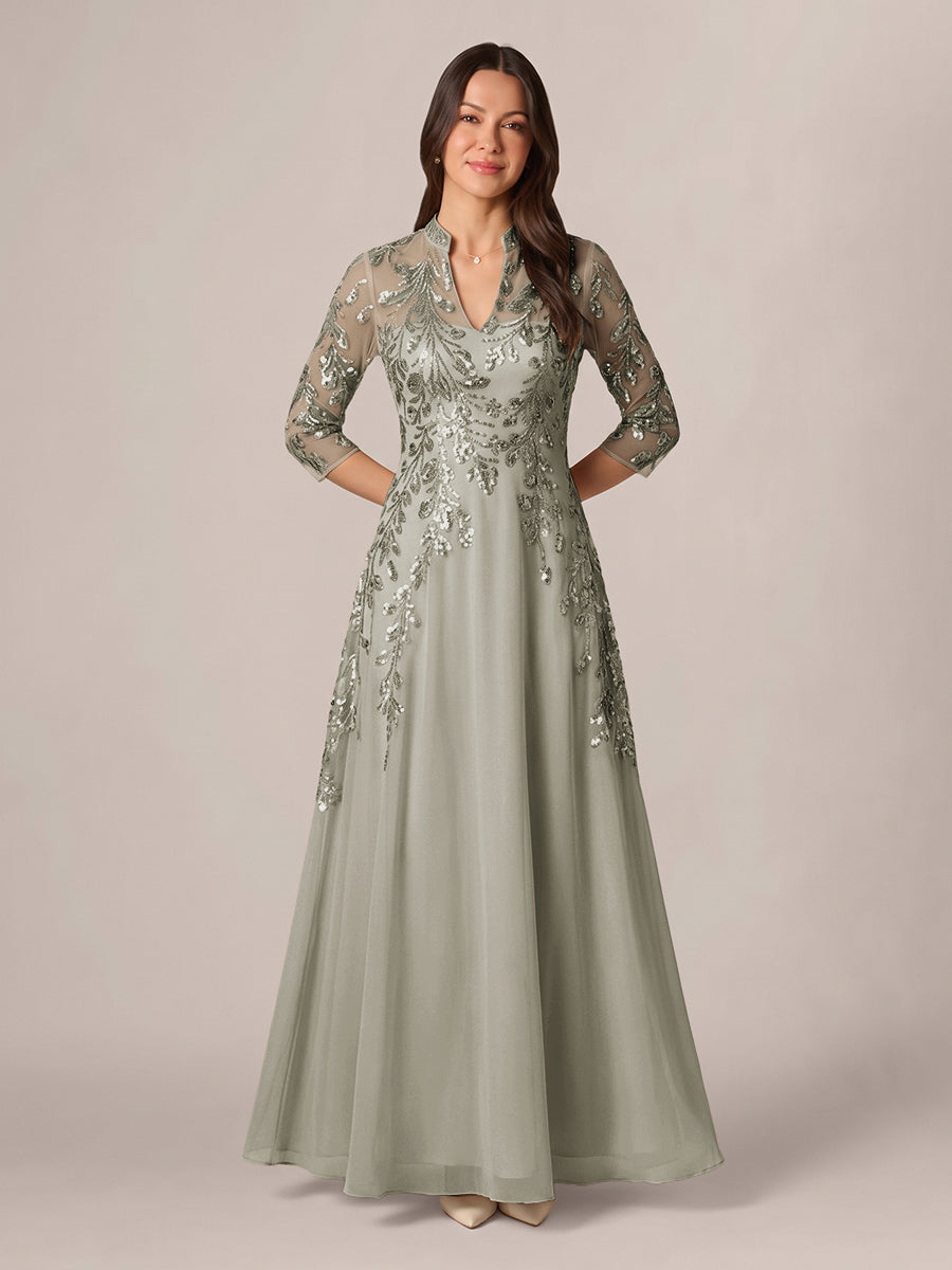 Isadora Quinn Grey front view mother of the bride dress
