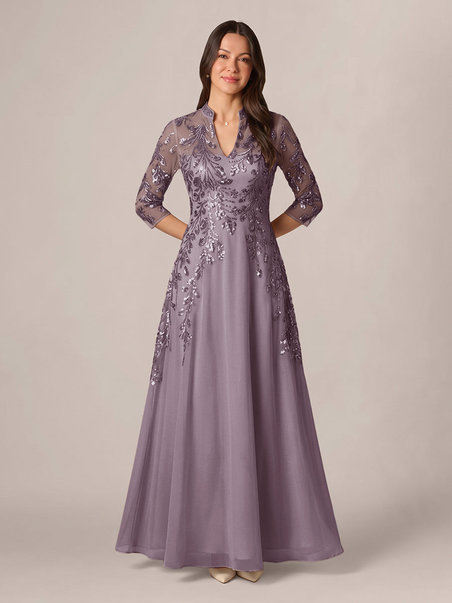 Isadora Quinn Steel Blue side view mother of the bride dress