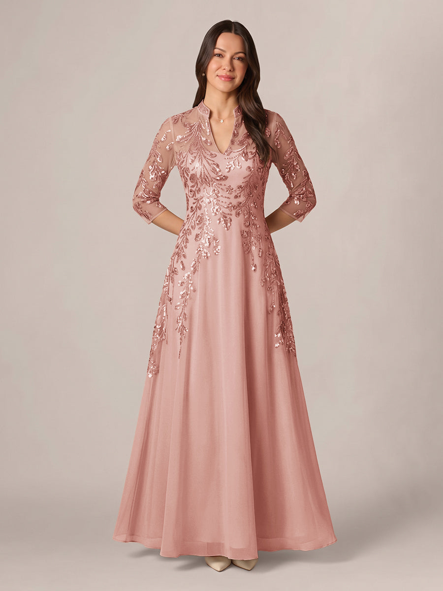 Isadora Quinn Dusty Rose front view mother of the bride dress