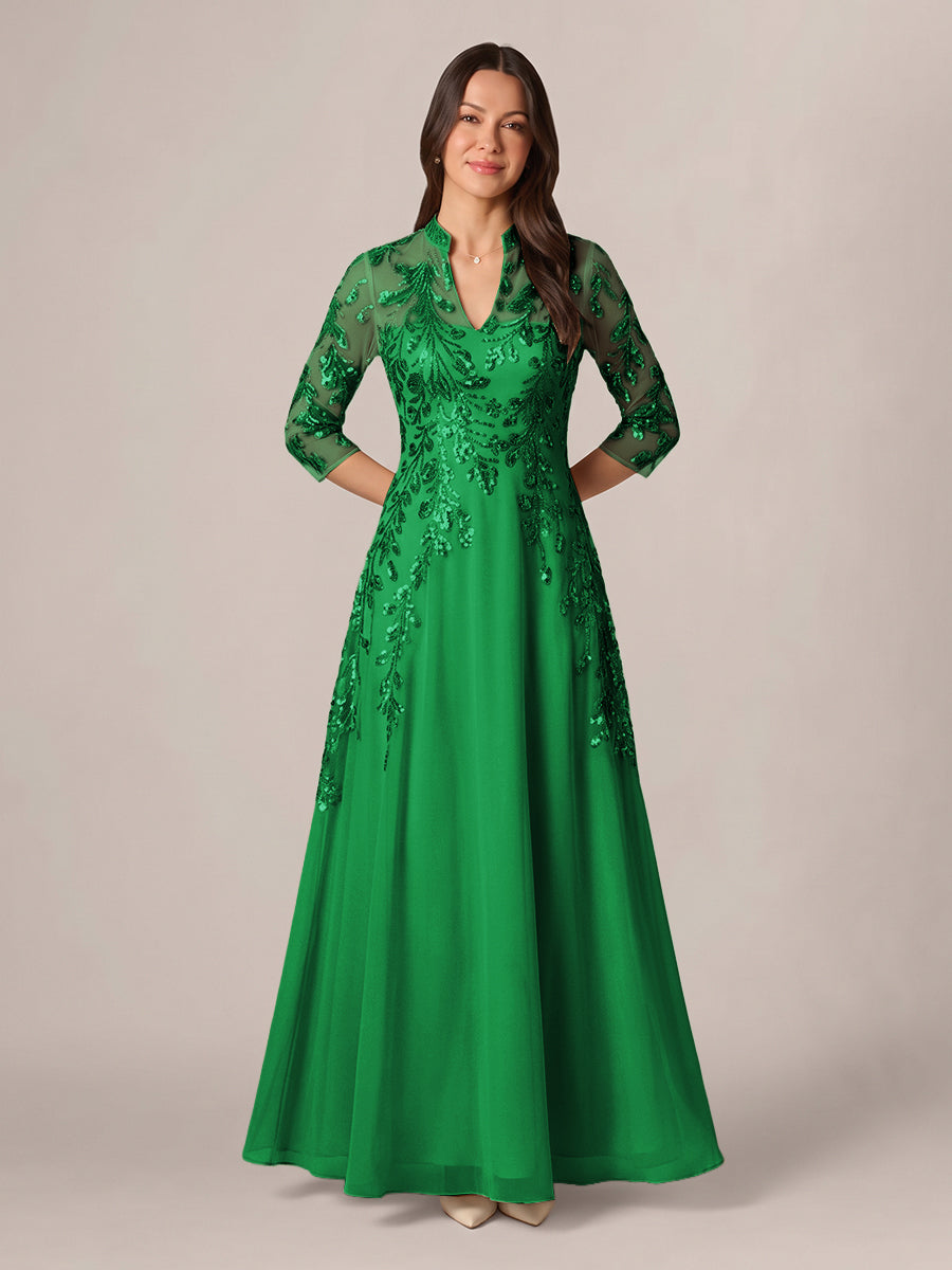 Isadora Quinn Emerald front view mother of the bride dress