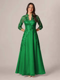 Isadora Quinn Emerald front view mother of the bride dress