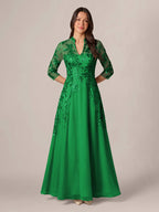 Isadora Quinn Emerald front view mother of the bride dress