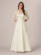 Isadora Quinn Silver back view mother of the bride dress