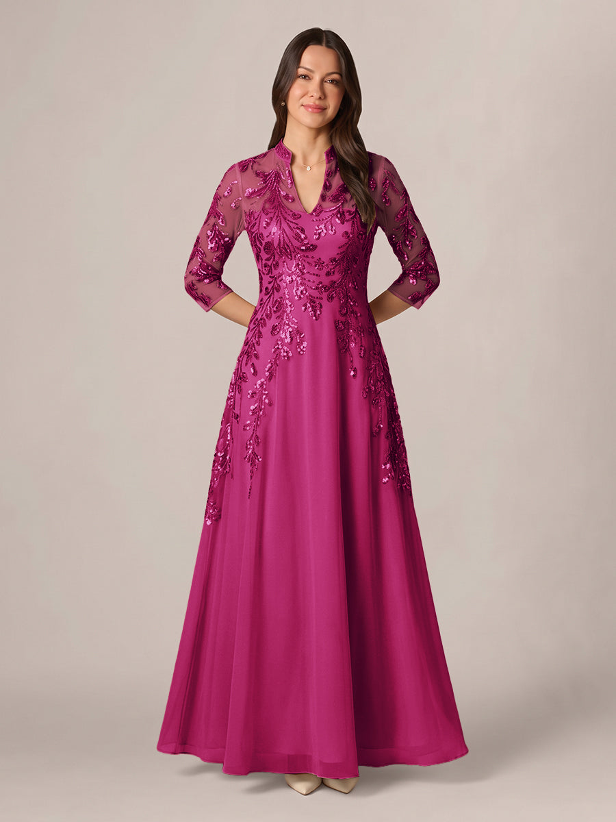 Isadora Quinn Fuchsia front view mother of the bride dress