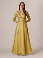 Isadora Quinn Gold back view mother of the bride dress