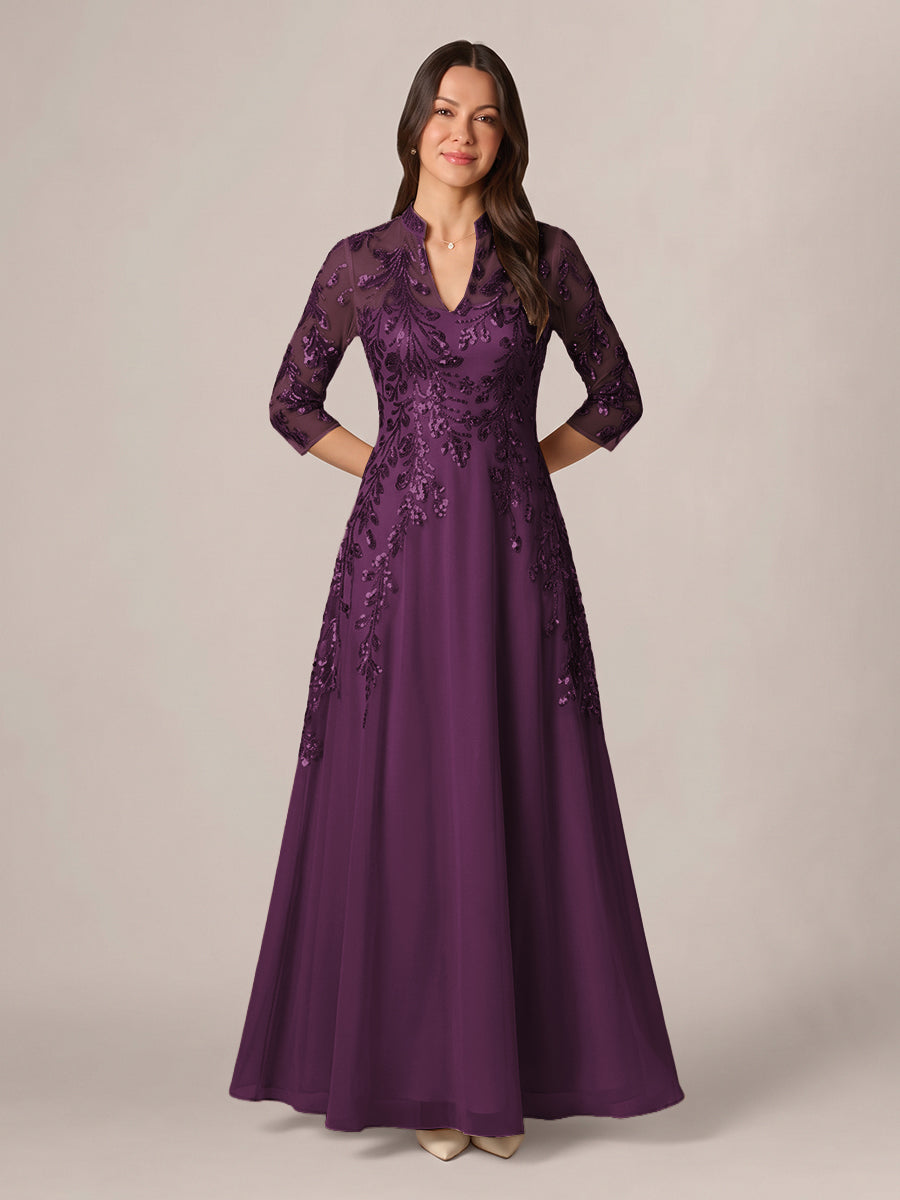 Isadora Quinn Grape front view mother of the bride dress