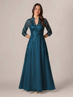 Isadora Quinn Navy Blue side view mother of the bride dress