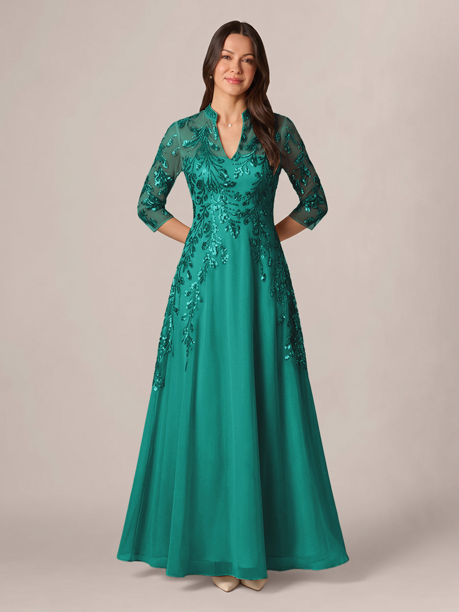 Isadora Quinn Forest Green front view mother of the bride dress