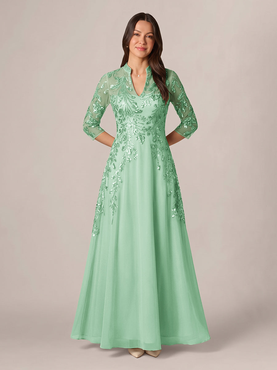 Isadora Quinn Mint Green front view mother of the bride dress