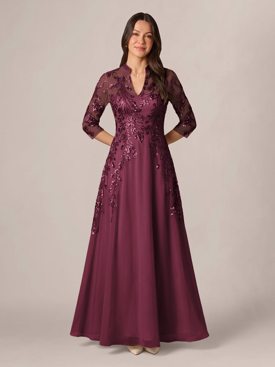 Isadora Quinn Plum front view mother of the bride dress