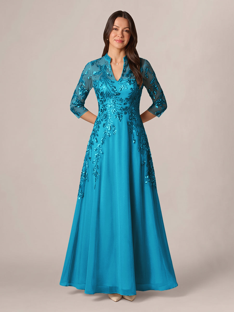 Isadora Quinn Ocean Blue front view mother of the bride dress