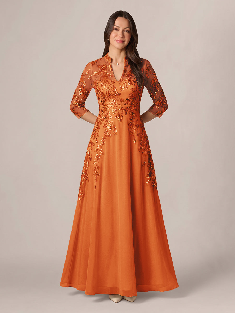 Isadora Quinn Orange front view mother of the bride dress