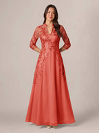 Isadora Quinn Peach back view mother of the bride dress