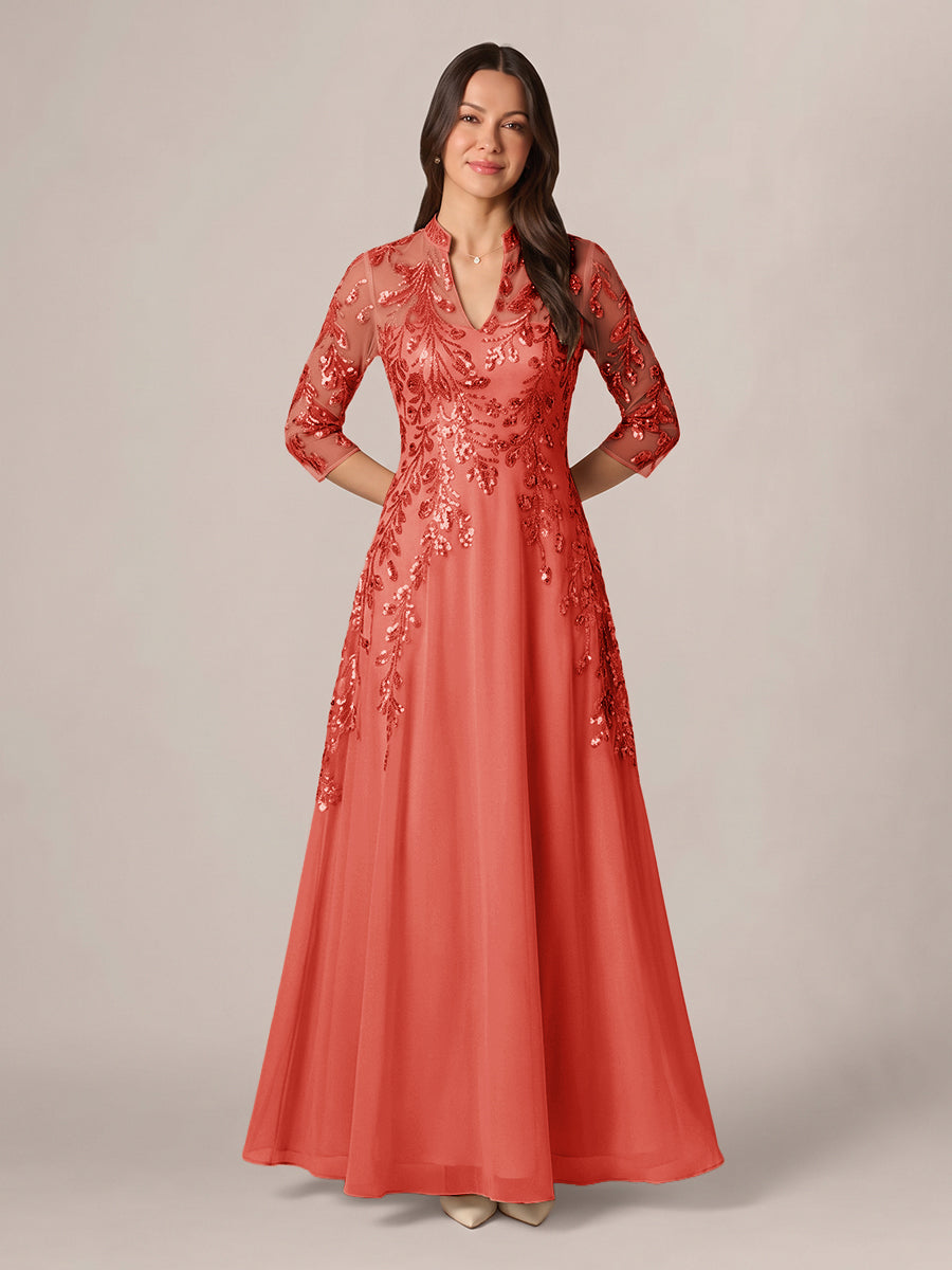 Isadora Quinn Peach back view mother of the bride dress