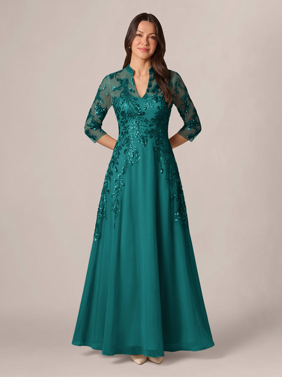 Isadora Quinn Peacock front view mother of the bride dress