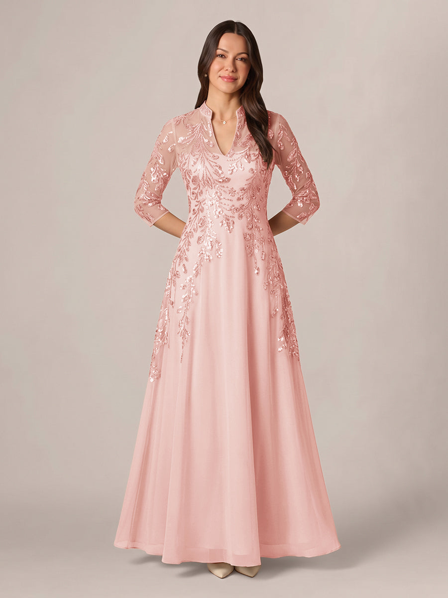 Isadora Quinn Rose Pink front view mother of the bride dress