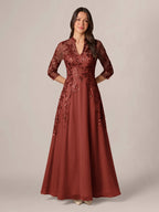 Isadora Quinn Rust front view mother of the bride dress
