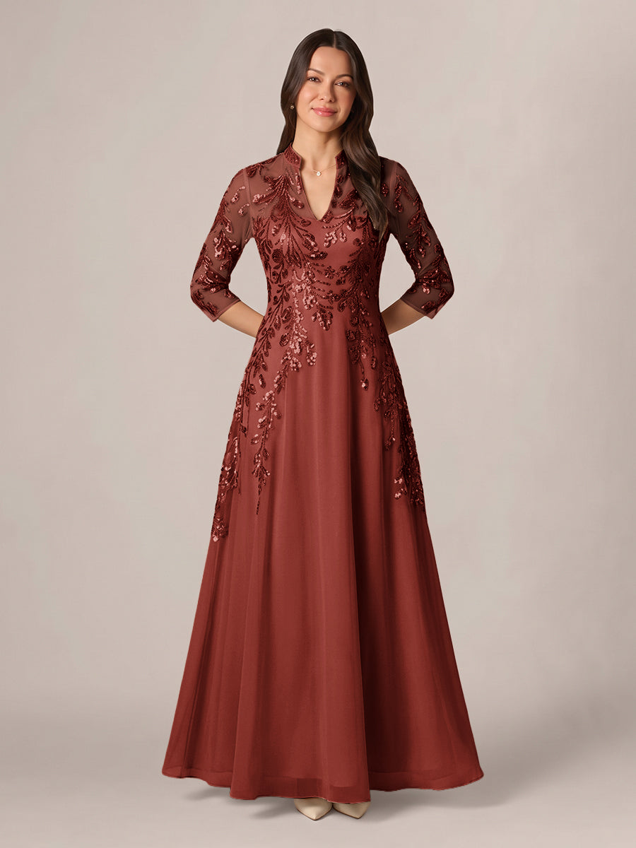 Isadora Quinn Rust front view mother of the bride dress