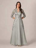 Isadora Quinn Silver front view mother of the bride dress