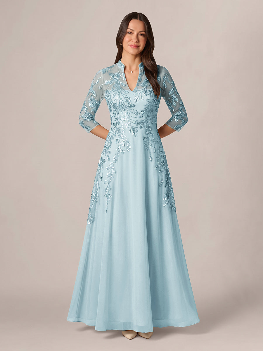 Isadora Quinn Sky Blue front view mother of the bride dress
