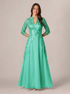 Isadora Quinn Pool Blue back view mother of the bride dress
