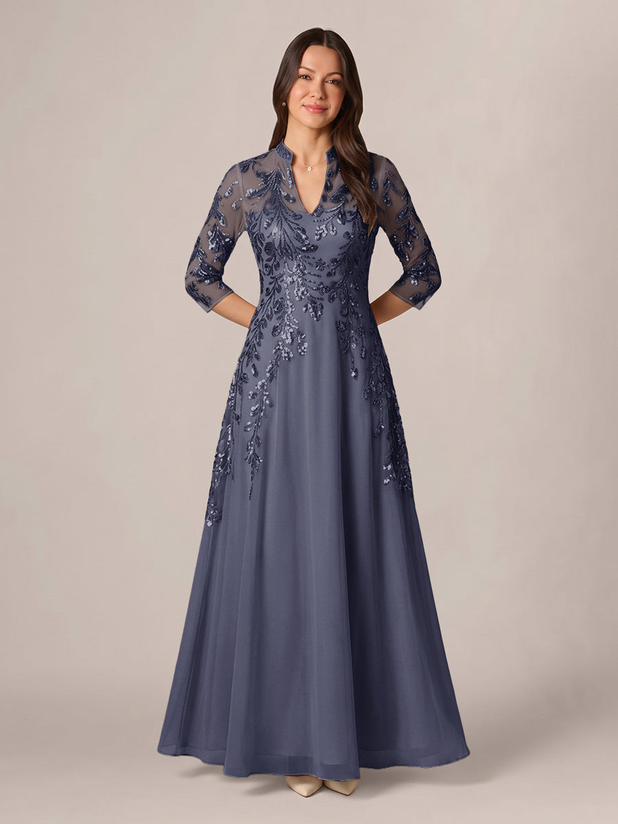 Isadora Quinn Steel Blue back view mother of the bride dress