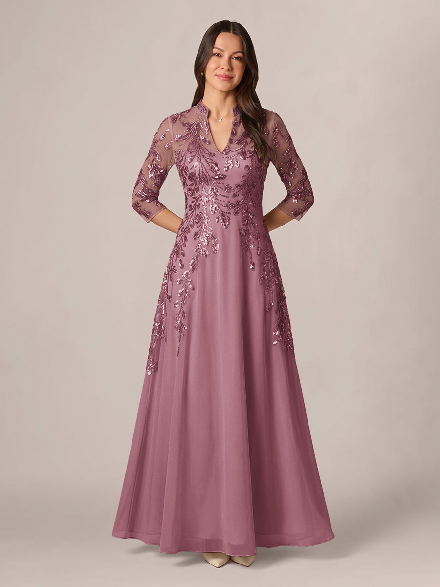 Isadora Quinn Mauve front view mother of the bride dress