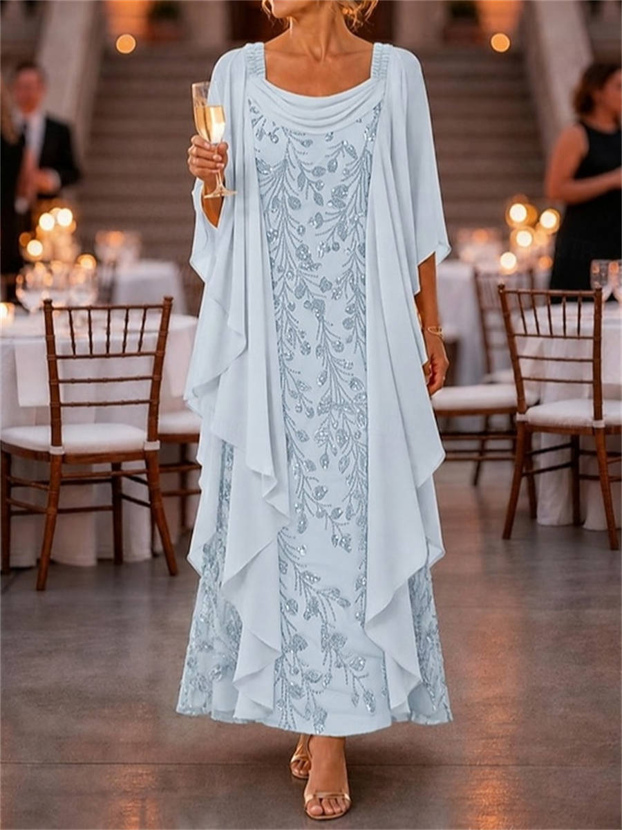 Katarina Eve Sky Blue front view mother of the bride dress